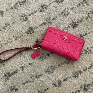 Pink coach wristlet